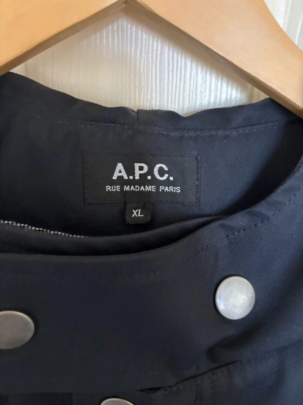 A.P.C. Men’s Hooded Long Line Navy Parka XL Raincoat Field Jacket